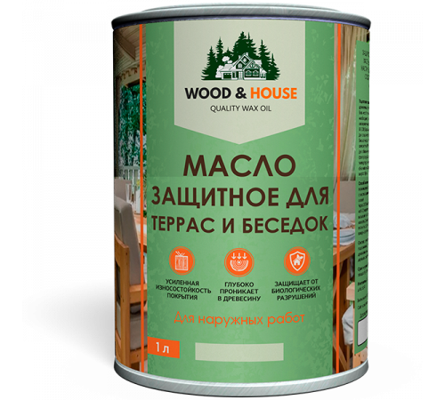Заказать МАСЛО ЗАЩИТНОЕ ДЛЯ ТЕРРАС И БЕСЕДОК WOOD & HOUSE в Сыктывкаре, Республика Коми